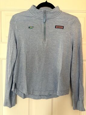 Vineyard Vines womens Light Blue Quarter-Zip Pullover Sweater
